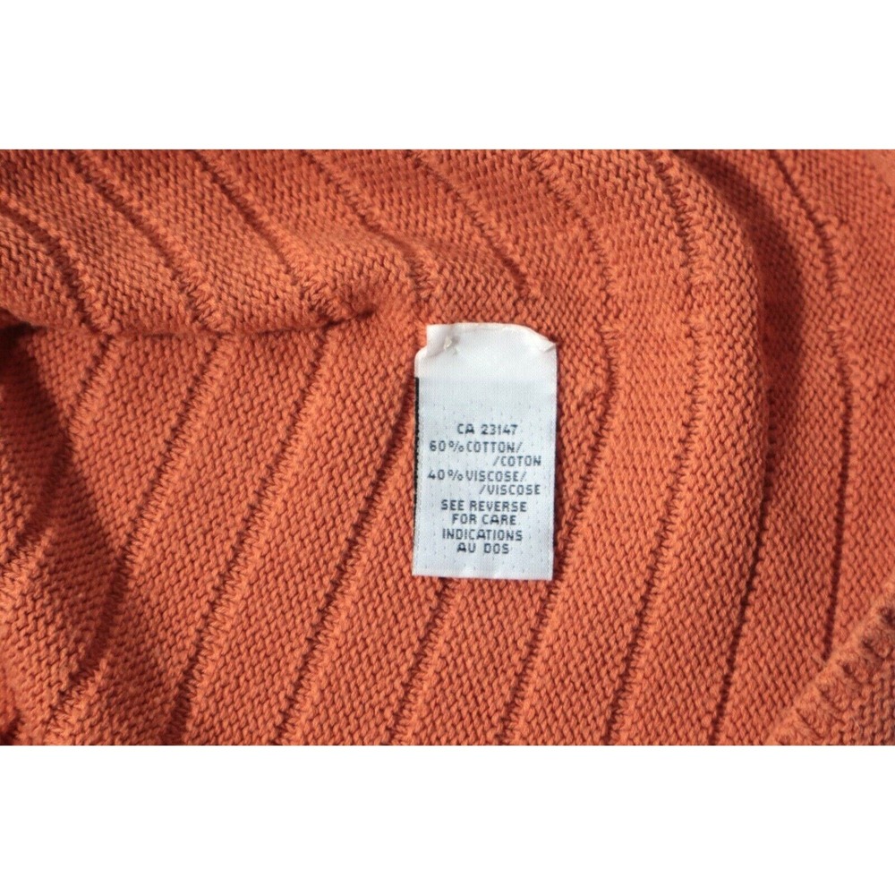 Talbots Vtg Made in Italy Women's Cotton Blend Orange Sweater M Cable Knit Chick - Picture 4 of 8
